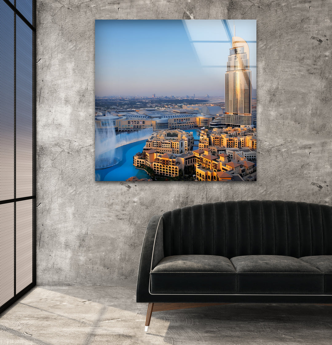 Burj Khalifa Glass Wall Art – Iconic Dubai Landmark with Stunning Skyline View