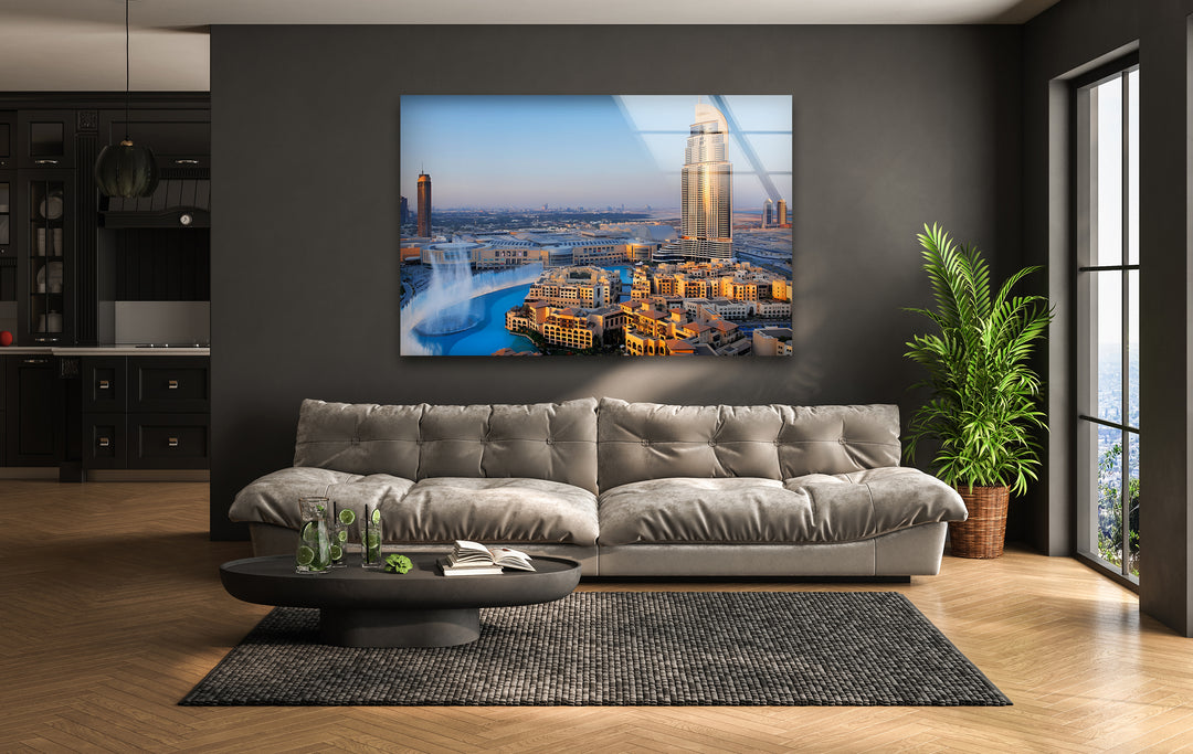 Burj Khalifa Glass Wall Art – Iconic Dubai Landmark with Stunning Skyline View