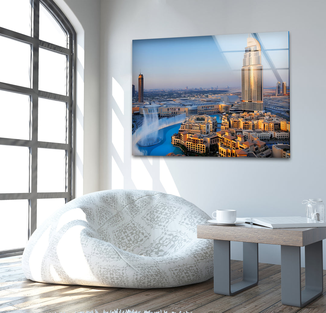 Burj Khalifa Glass Wall Art – Iconic Dubai Landmark with Stunning Skyline View