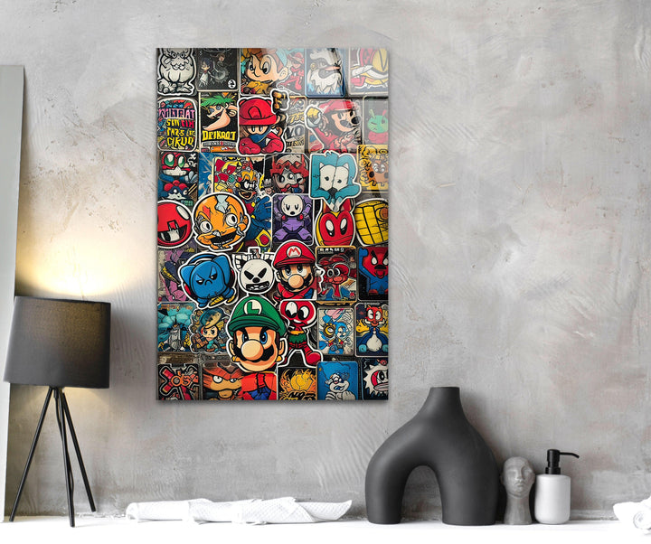 Various Character Stickers Glass Wall Art custom glass photo prints, large glass prints
