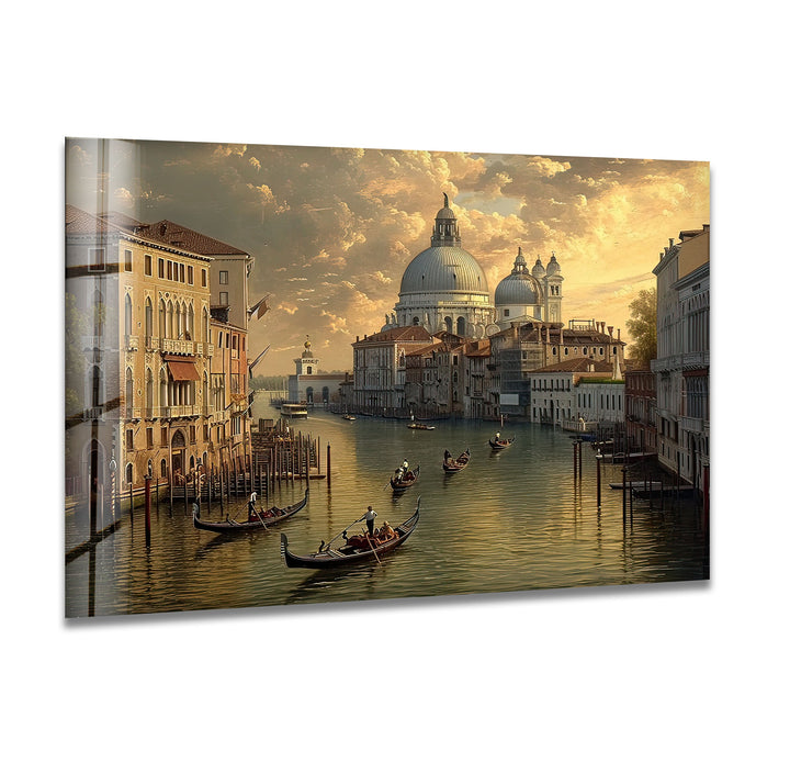 Venice River Landscape Glass Wall Art print on glass, glass printed photos
