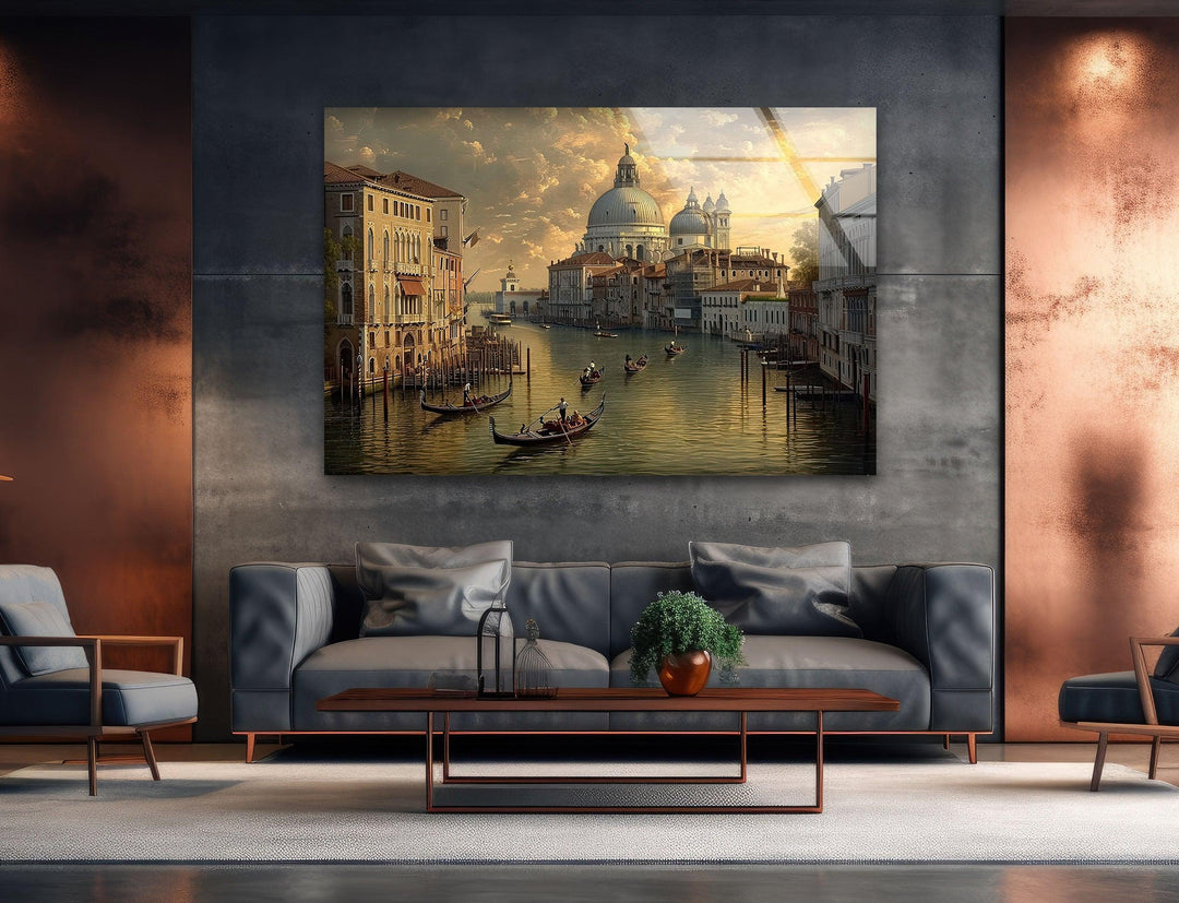 Venice River Landscape Glass Wall Art Glass Printing Wall Art, Print photos on glass
