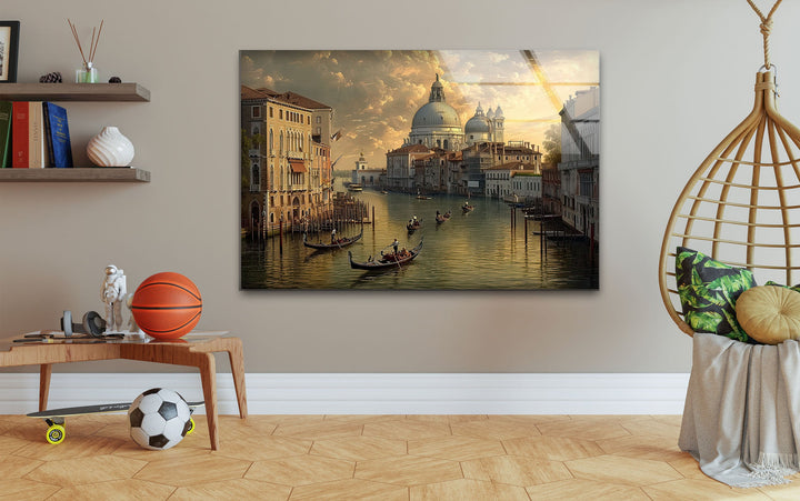 Venice River Landscape Glass Wall Art glass image printing, glass prints from photos
