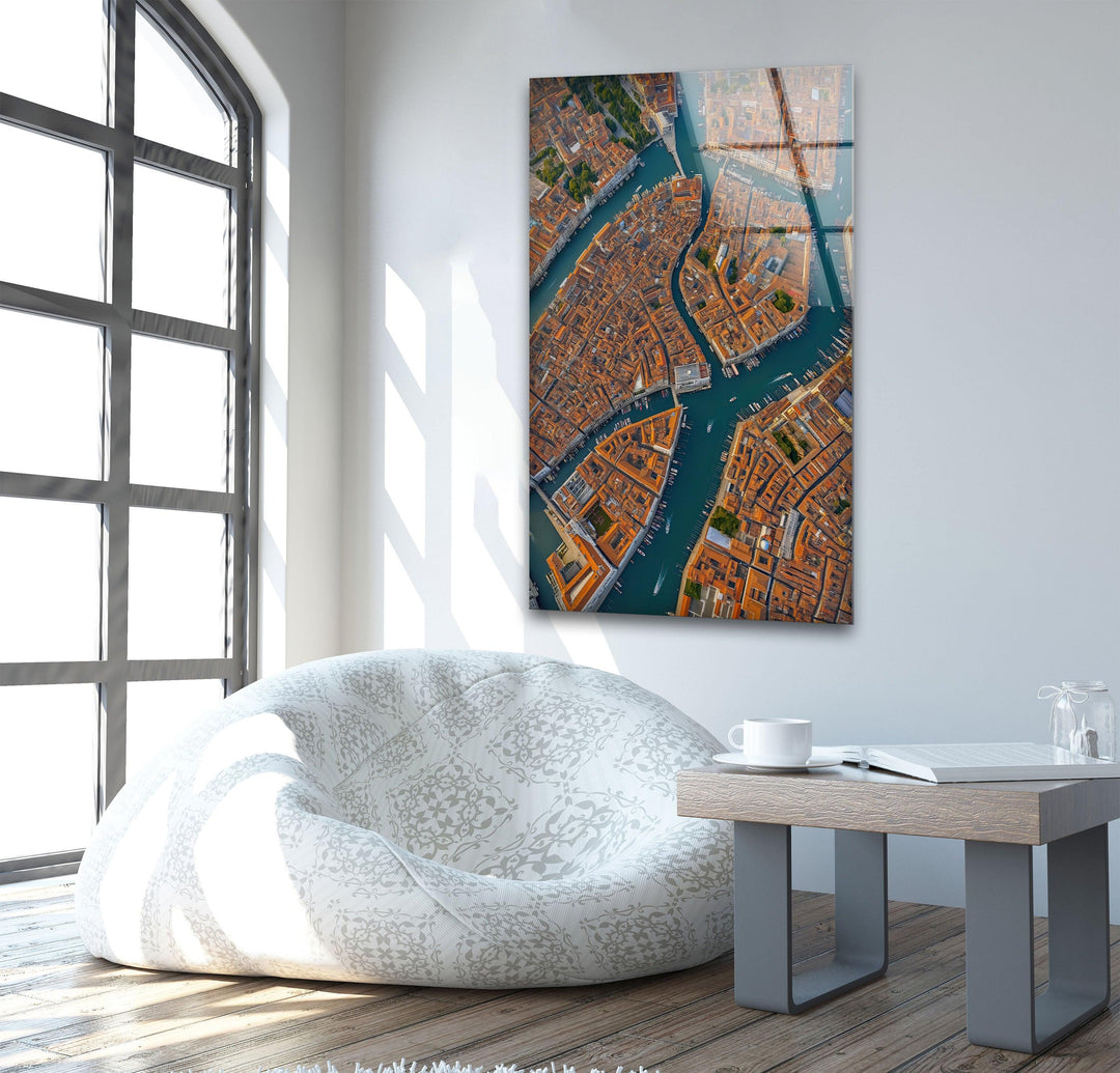 Venice Bird's Eye Glass Wall Art print on glass, glass printed photos
