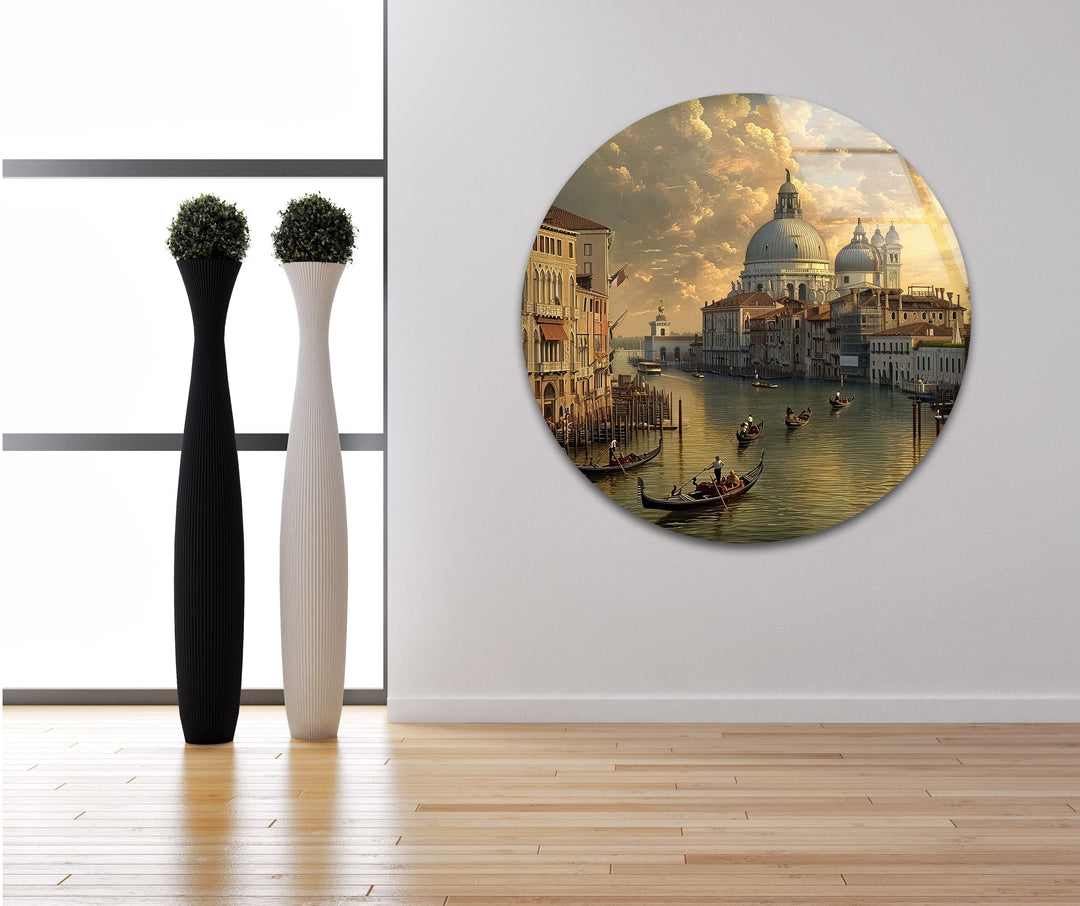 Venice River Landscape Glass Wall Art custom glass pictures, glass art prints
