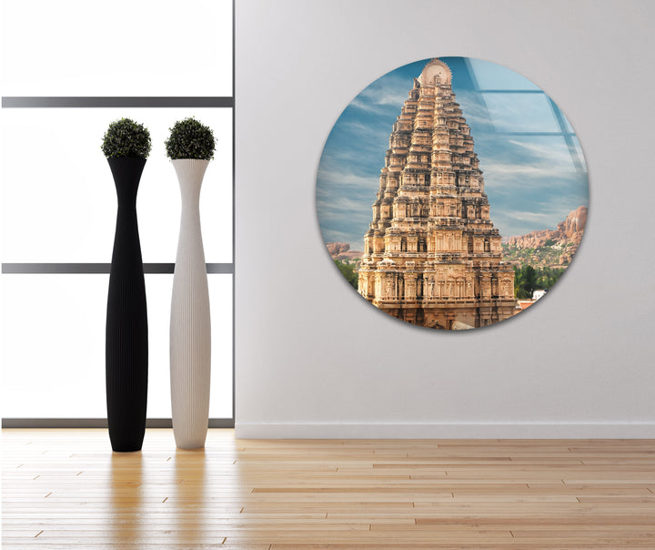 Virupaksha Temple Glass Wall Art – Majestic View of Hampi’s Iconic Ancient Temple