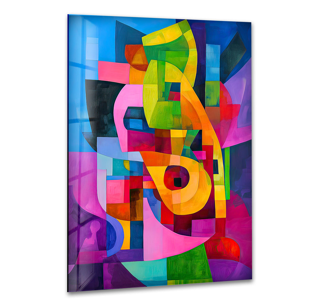 Vivid Abstract Colored Glass Wall Art glass art painting, glass art for the Wall
