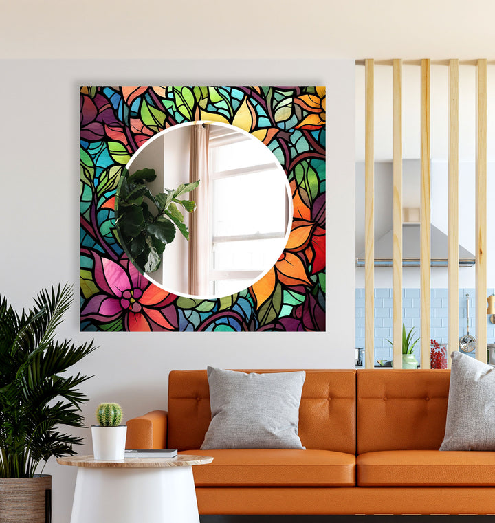 Stained Leaves Colored Wall Mirror Bedroom Wall Mirror