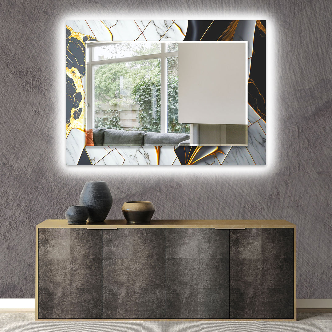 White & Black Gold Wall Mirror mirrors in black
