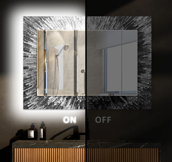 Silver and Black Splash Wall Mirror Modern Mirror
