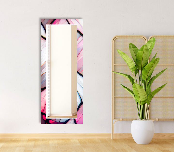 Abstract Pink Lines Wall Mirror