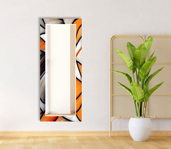 Stained Orange and White Wall Mirror Green Mirror	
