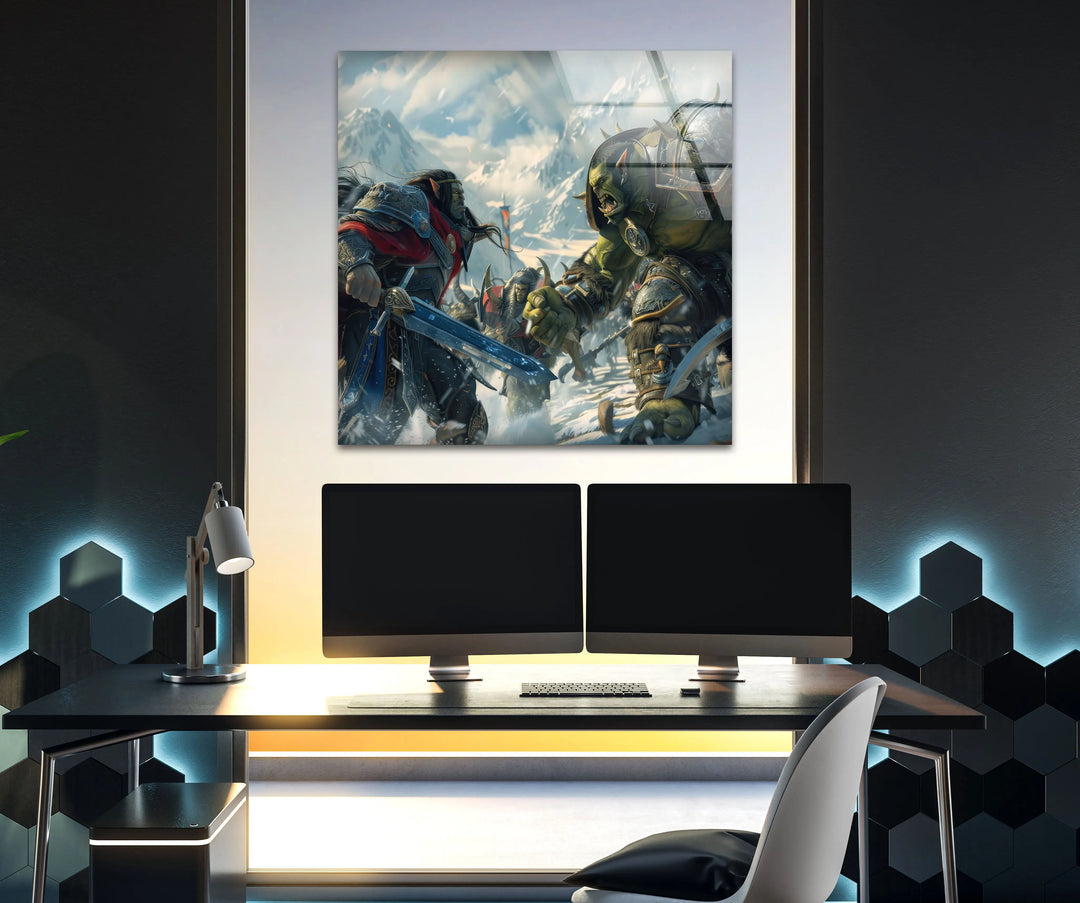 Warcraft Humans and Orcs Glass Wall Art photo print on glass, prints on glass wall art
