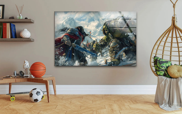 Warcraft Humans and Orcs Glass Wall Art large glass photo prints, glass wall photos
