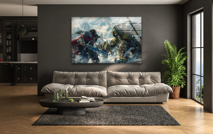 Warcraft Humans and Orcs Glass Wall Art print picture on glass, Tempered Glass Wall Art
