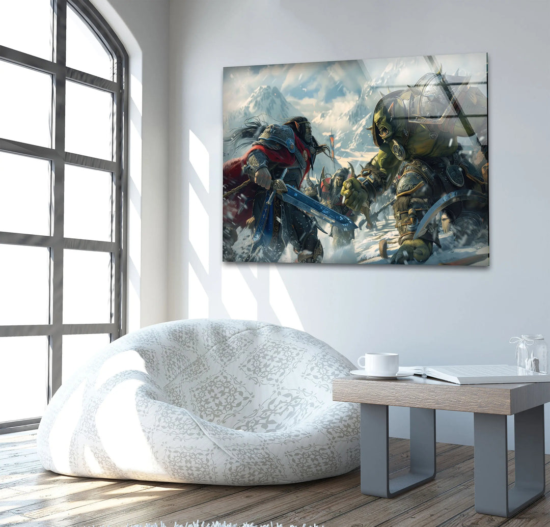 Warcraft Humans and Orcs Glass Wall Art picture on glass wall art, photos printed on glass
