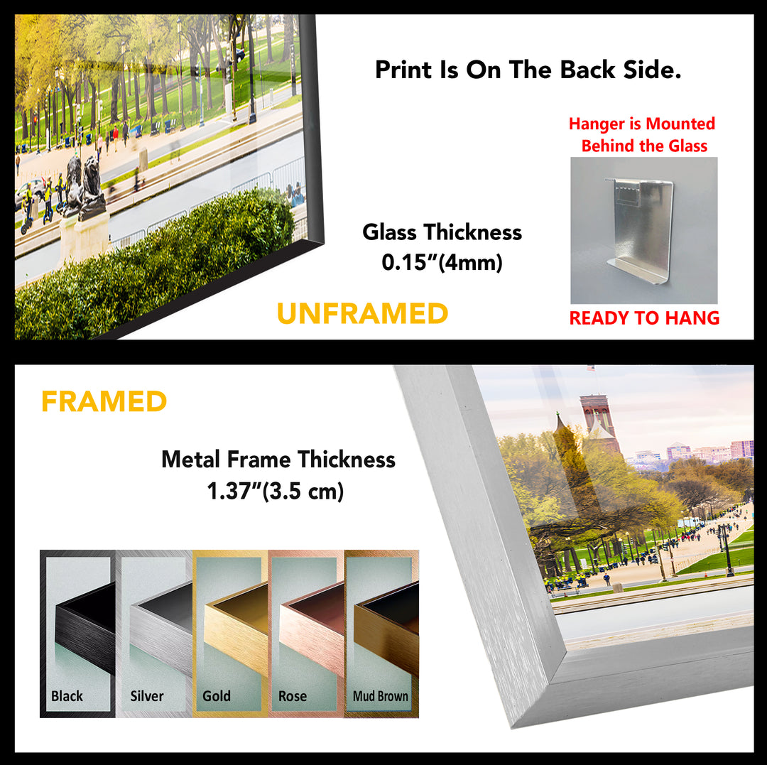 Washington DC View Glass Wall Art – Iconic Washington Monument with Scenic National Mall View