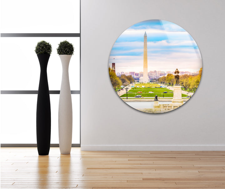 Washington DC View Glass Wall Art – Iconic Washington Monument with Scenic National Mall View