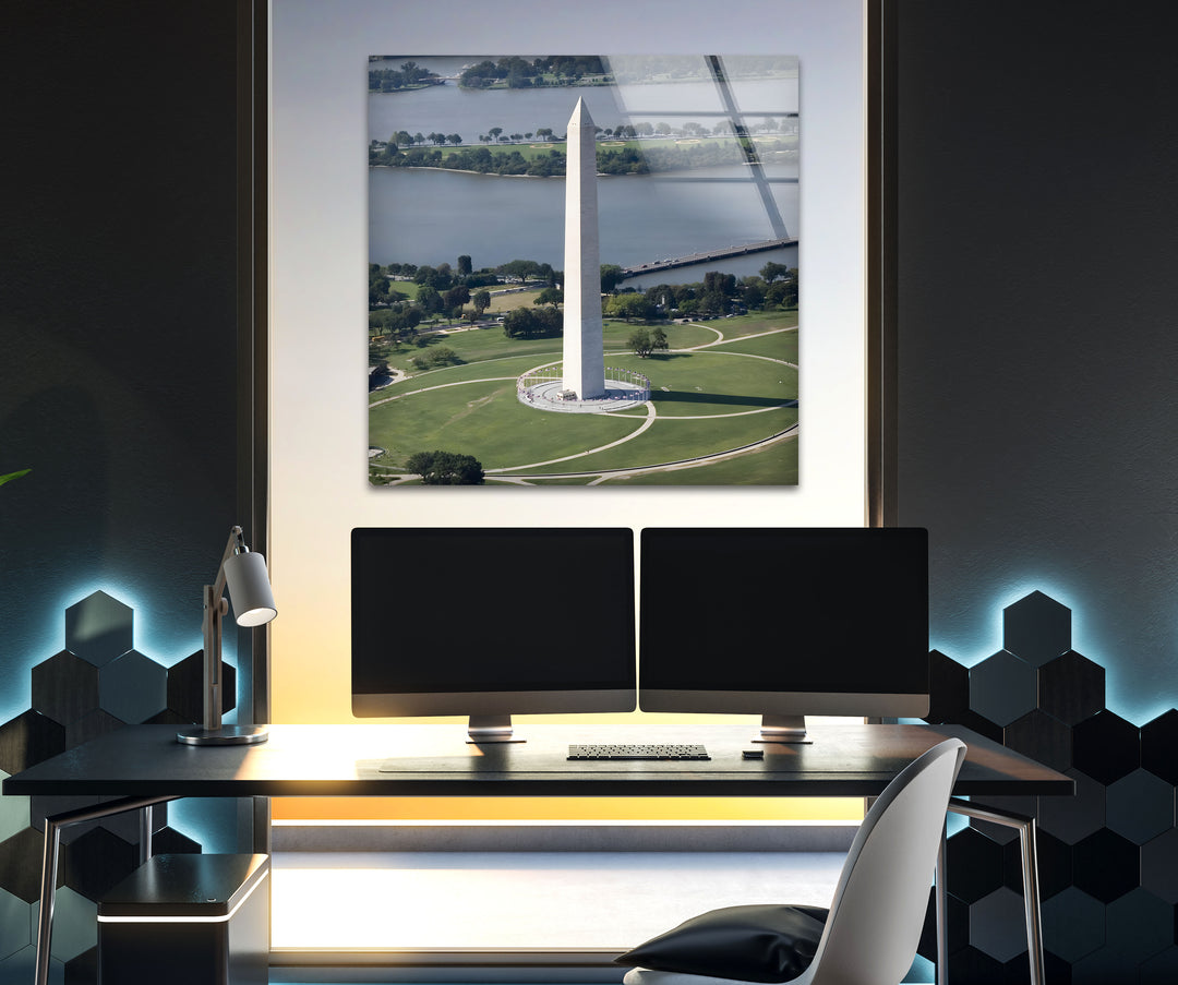 Washington Monument Glass Wall Art – Majestic View of Iconic DC Landmark