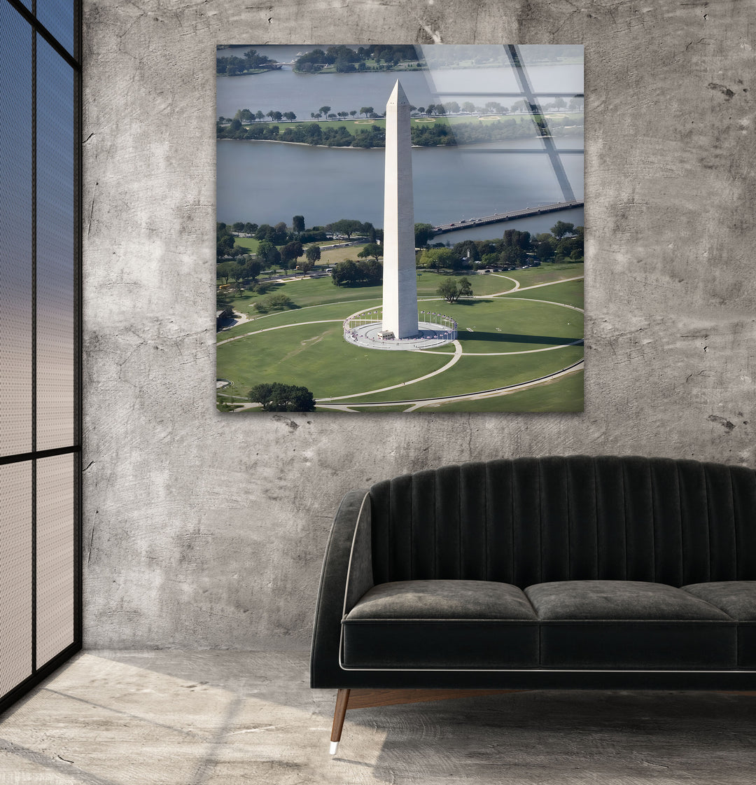 Washington Monument Glass Wall Art – Majestic View of Iconic DC Landmark