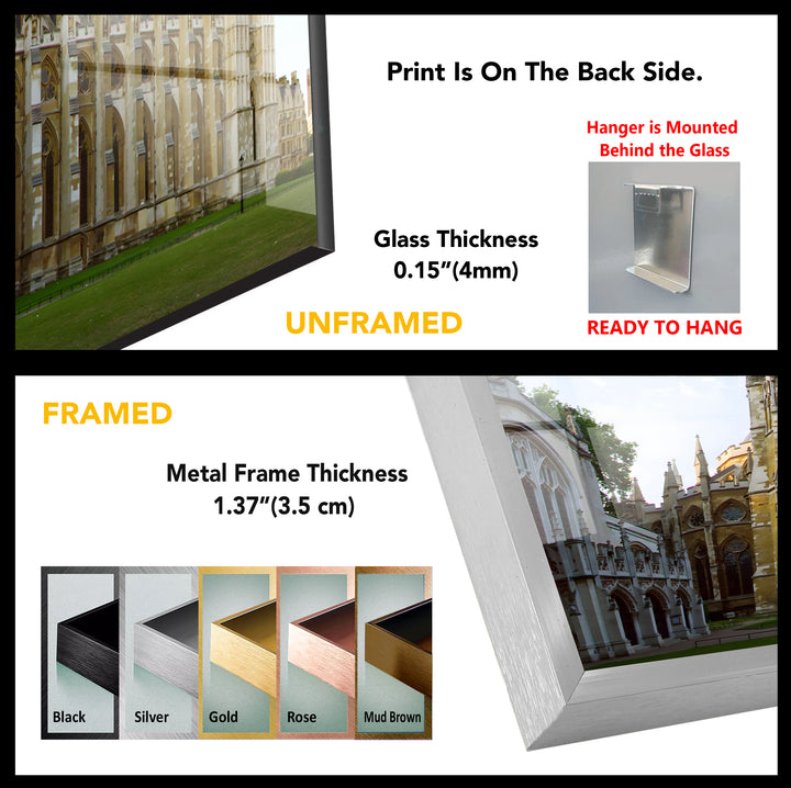 Westminster Abbey Glass Wall Art – Majestic View of London’s Iconic Landmark