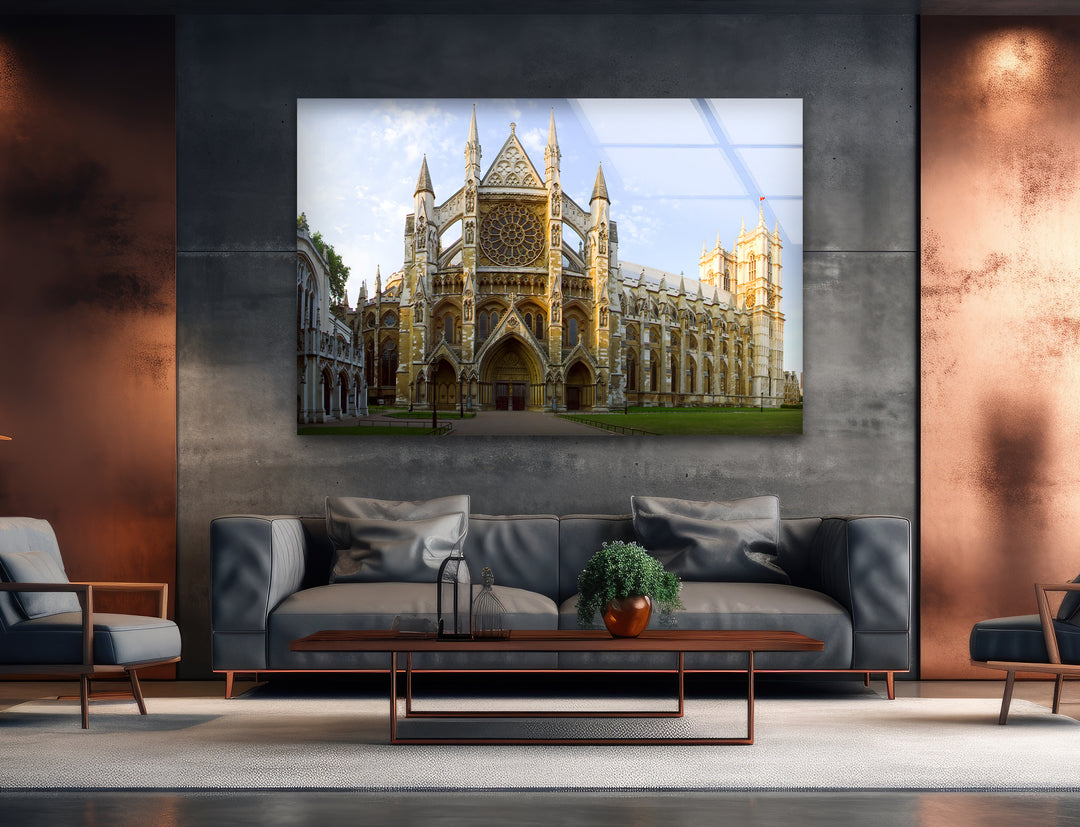 Westminster Abbey Glass Wall Art – Majestic View of London’s Iconic Landmark