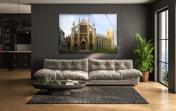 Westminster Abbey Glass Wall Art – Majestic View of London’s Iconic Landmark