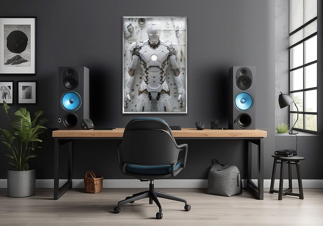 White Iron Man Glass Wall Art glass pictures for Wall, glass prints wall art
