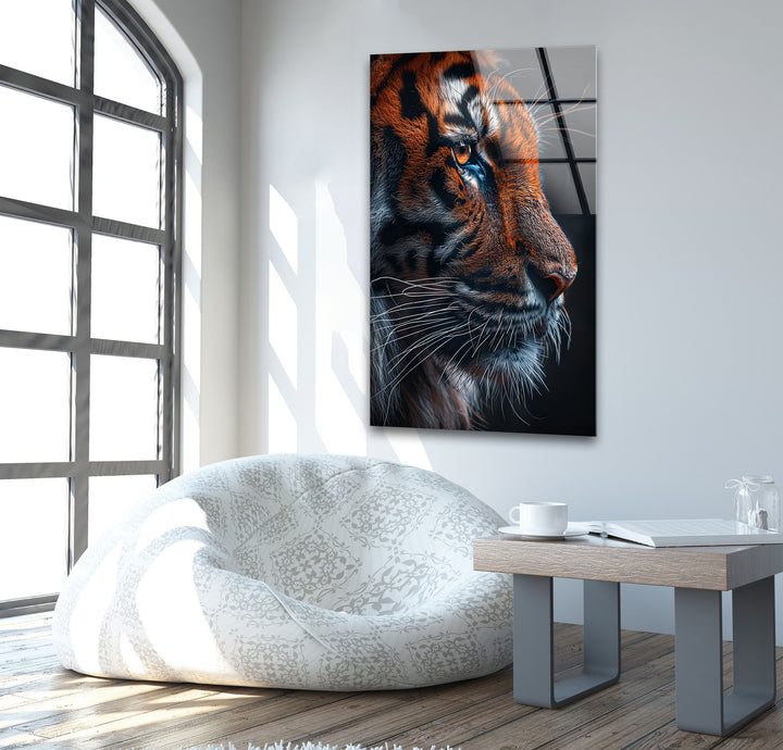 Wild Animal Tiger Glass Wall Art custom glass pictures, glass art prints
