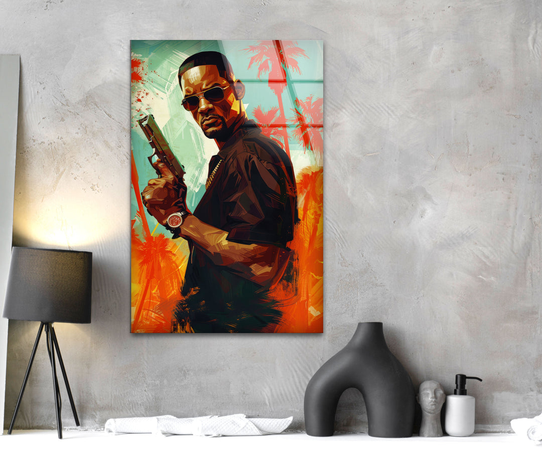 Will Smith Portrait Glass Wall Art photo print on glass, prints on glass wall art
