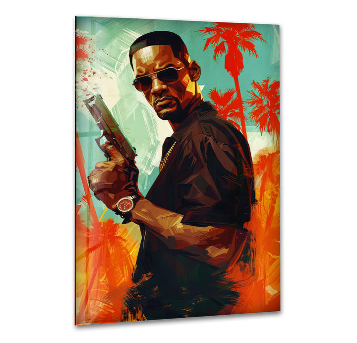 Will Smith Portrait Glass Wall Art glass art painting, glass art for the Wall
