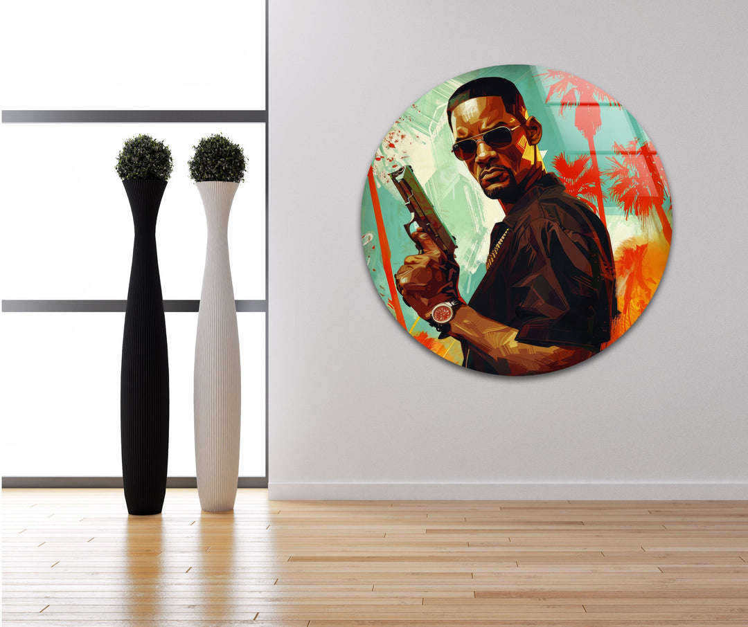 Will Smith Portrait Glass Wall Art picture on glass wall art, photos printed on glass
