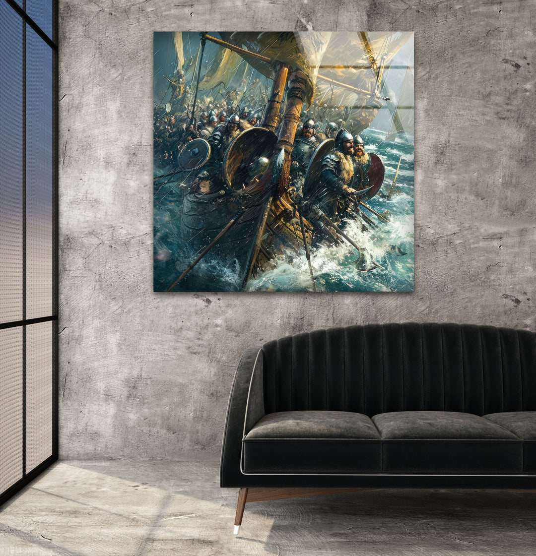 World of Sea Battle Glass Wall Art picture on glass wall art, photos printed on glass
