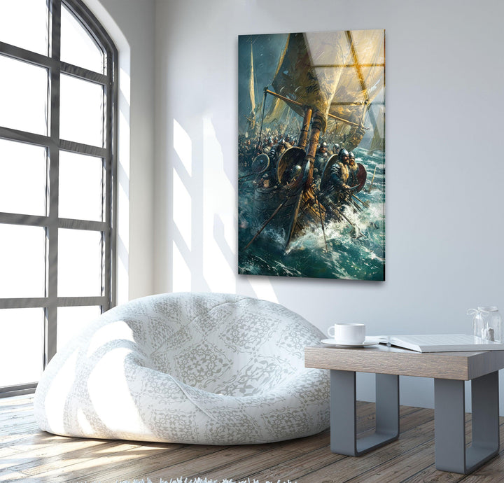 World of Sea Battle Glass Wall Art custom glass photo prints, large glass prints
