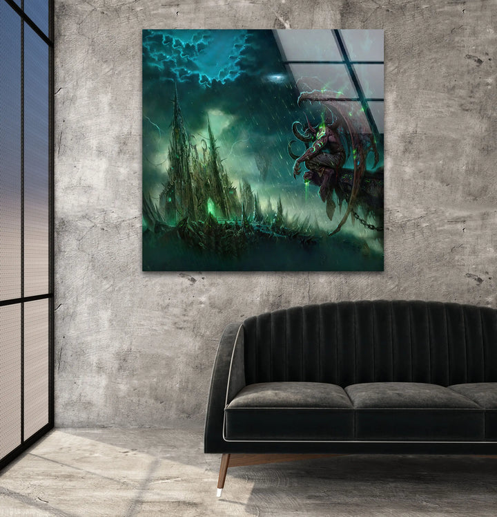 World of Warcraft Illidan Stormrage Glass Wall Art print on glass, glass printed photos
