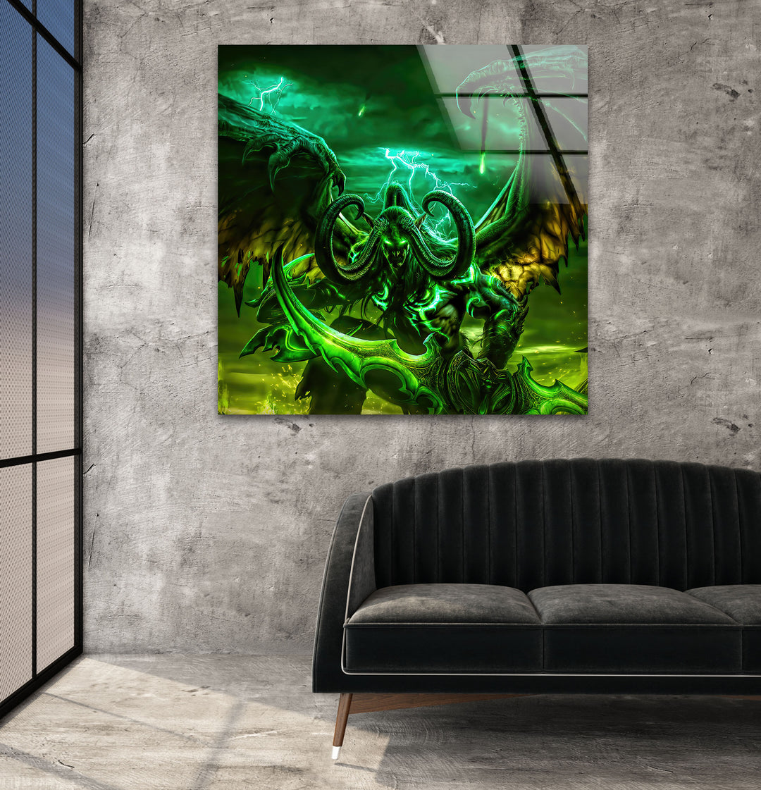 Illidan Stormrage World of Warcraft Glass Wall Art custom glass pictures, glass art prints
