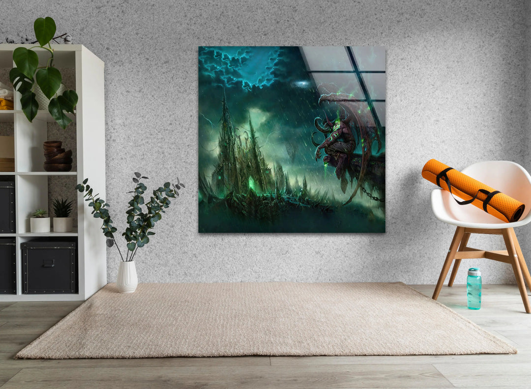 World of Warcraft Illidan Stormrage Glass Wall Art art glass wall art, glass wall art pictures
