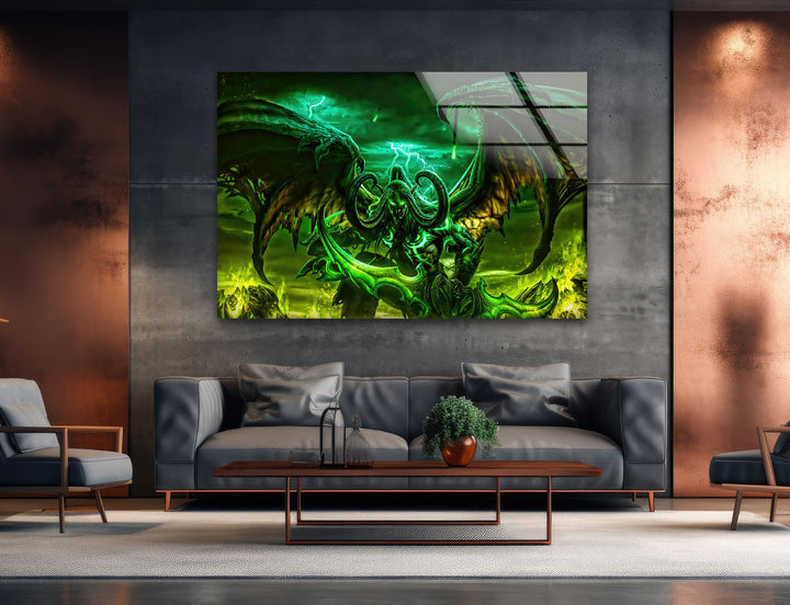 Illidan Stormrage World of Warcraft Glass Wall Art custom glass photo prints, large glass prints
