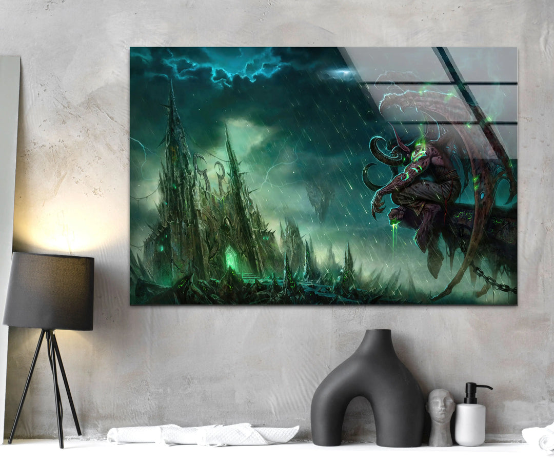 World of Warcraft Illidan Stormrage Glass Wall Art glass art painting, glass art for the Wall
