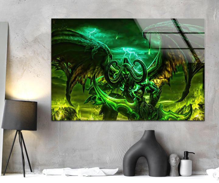 Illidan Stormrage World of Warcraft Glass Wall Art picture on glass wall art, photos printed on glass
