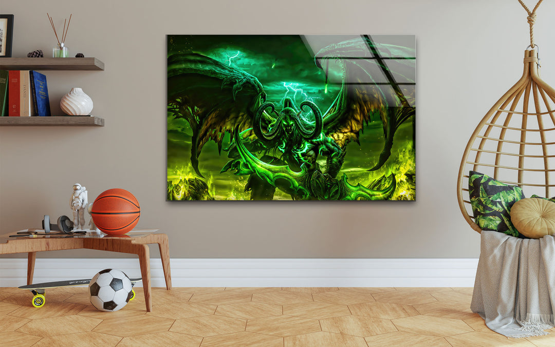 Illidan Stormrage World of Warcraft Glass Wall Art glass pictures for Wall, glass prints wall art
