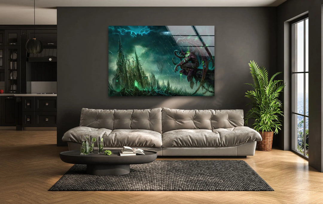 World of Warcraft Illidan Stormrage Glass Wall Art glass wall decor, glass wall art decor
