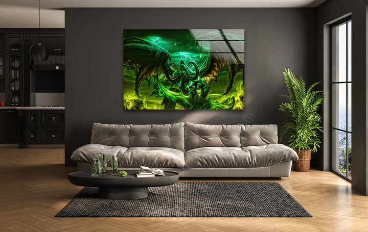 Illidan Stormrage World of Warcraft Glass Wall Art photo print on glass, prints on glass wall art
