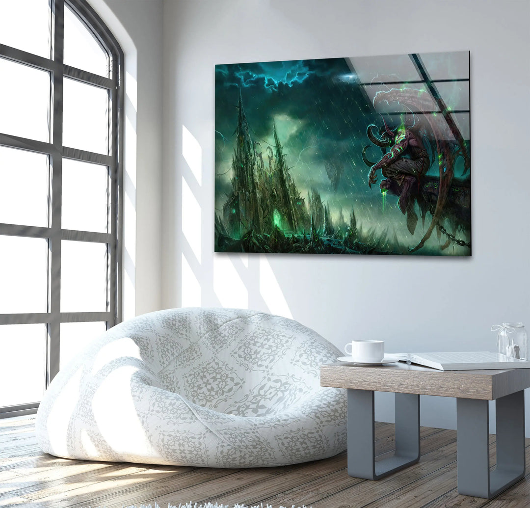 World of Warcraft Illidan Stormrage Glass Wall Art custom glass photo prints, large glass prints
