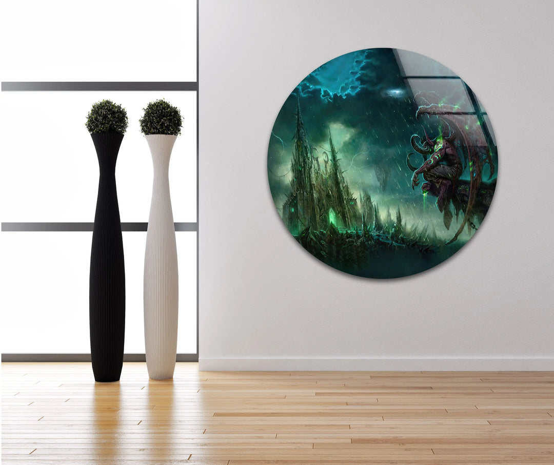 World of Warcraft Illidan Stormrage Glass Wall Art picture on glass wall art, photos printed on glass
