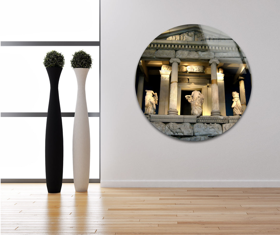 Temple of Athena Glass Wall Art – Majestic View of Ancient Greek Landmark at Night