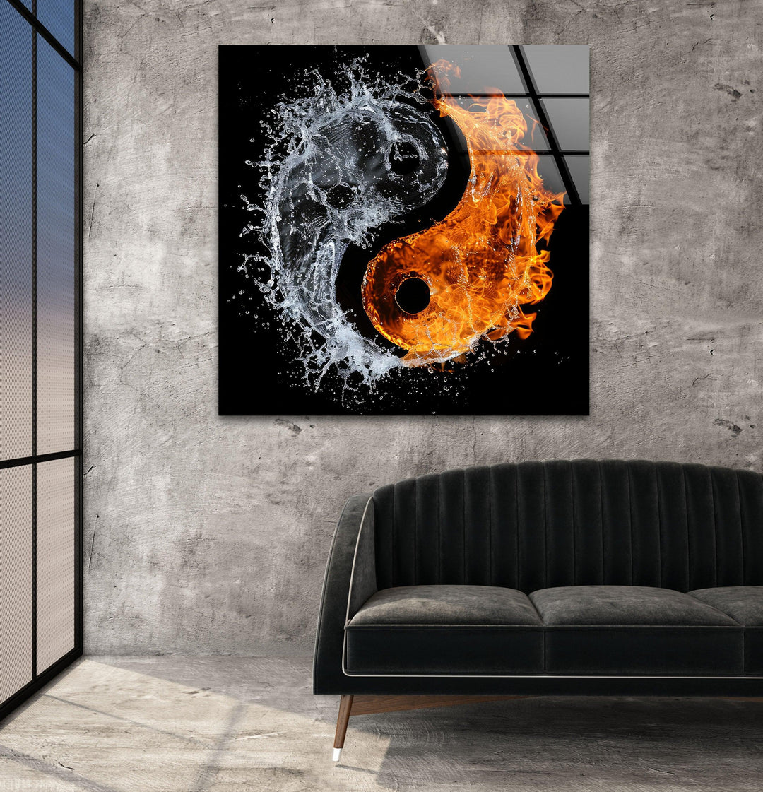 Yinyang Made of Fire and Water Glass Photo Prints & Cool Abstract