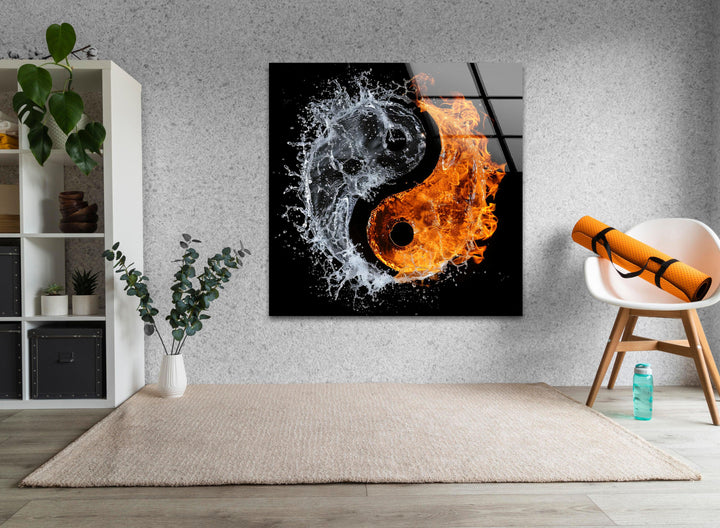 Yinyang Made of Fire and Water Cool Wall Art & Glass Photo Prints