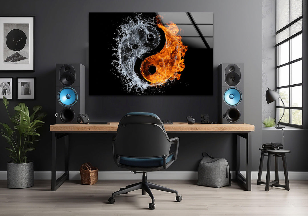 Yinyang Made of Fire and Water Cool Wall Art & Glass Printing