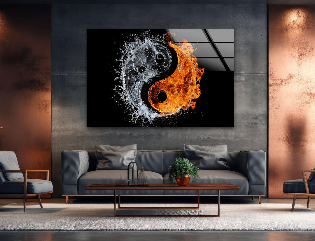 Yinyang Made of Fire and Water Cool Art Prints & Glass Photo